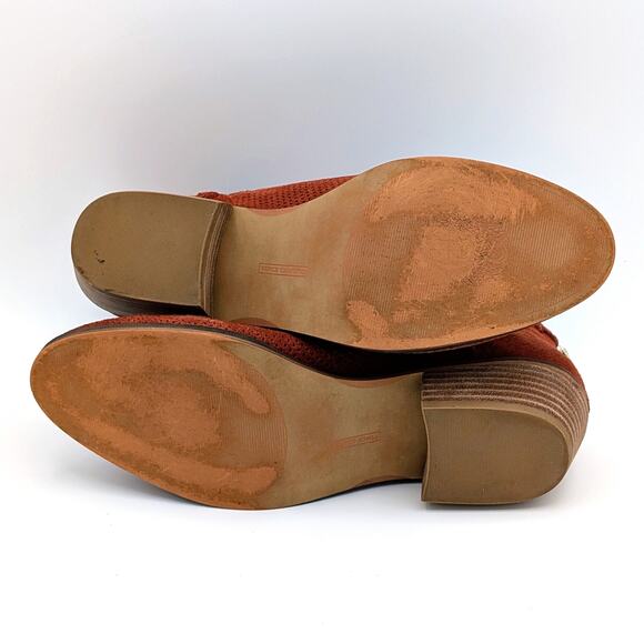 Vince Camuto Palmina Ankle Boots Womens 11 Cayenne Red Leather Western Boho Chic - Picture 10 of 11